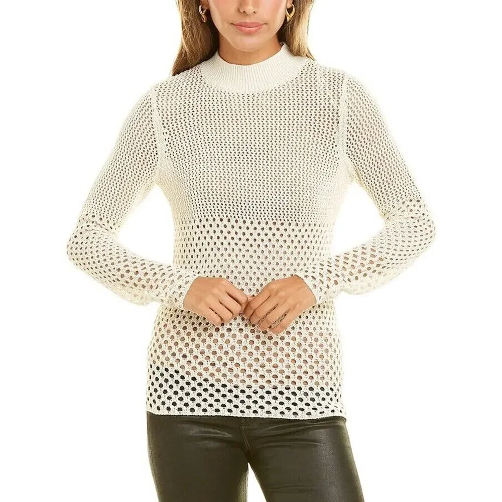 REISS Roni Open-Knit Jumper Pullover Sweater Crewneck in Natural Size S NWT